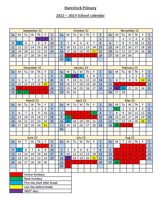Harestock Primary School School Calendar